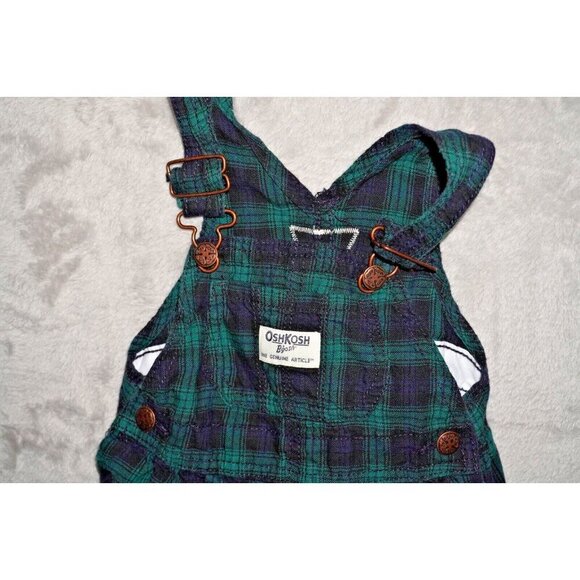 Oshkosh B'Gosh Green Plaid Skirt Overall Dress Girls Size 18M Toddler Kids - Picture 2 of 9